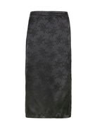 外贸原单欧美bella同款美式复古黑色暗纹提花开叉性感半身长裙女