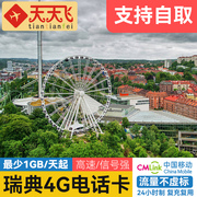 瑞典电话卡自取4g手机高速上网卡欧洲多国，5-30天3g无限流量哥德堡