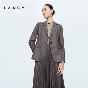 LANCY/朗姿羊毛西装2022冬季收腰显瘦通勤通勤西服女士外套