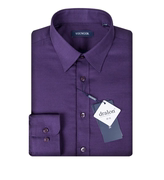 雅戈尔保暖衬衫长袖男紫色加绒加厚宽松冬季中年休闲男衬衣115156
