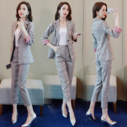 西装套装女2023年春装韩版时尚洋气小香风气质职业西服两件套