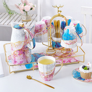 欧式骨瓷水杯子水具，套装客厅小奢华茶具托盘杯架组合套装