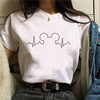 mickeymouseheartbeatkawaiit-shirt老鼠，心电图男女情侣t恤