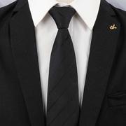 男士黑色领带男正装韩版8cm学生女西装，商务懒人拉链式黑色暗条