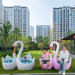 户外卡通天鹅火烈鸟动物座椅坐凳玻璃钢雕塑幼儿园景区公园装饰品