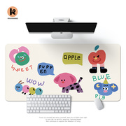 粉色小狗皮革鼠标垫超大办公室创意电脑桌垫防水键盘垫女生家用