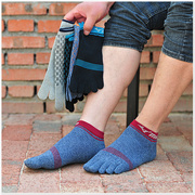 日本夏季短筒抗菌防臭五指袜男纯棉大码刺绣运动全棉船袜分趾袜