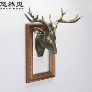 创意现代简约树脂工艺，鹿头壁挂墙面，客厅背景墙装饰立体壁画