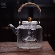 耐高温锤纹玻璃提梁壶黑晶炉煮茶壶大容量泡茶电磁炉烧水壶养生壶