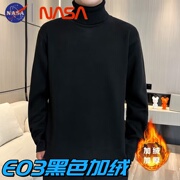 nasa联名半高领高领毛衣，男加绒秋冬款内搭男冬季中领针织打底衫