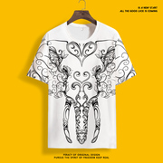 夏季男士t恤短袖泰国大象图案冰丝速干薄款半袖大码加肥透气体恤