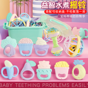 婴儿玩具可咬啃磨牙棒新生幼儿3-6-12个月宝宝手抓牙胶摇铃可水煮
