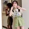 女童时髦洋气短袖套装夏季韩版儿童中大童网红时尚T恤短裤两件套