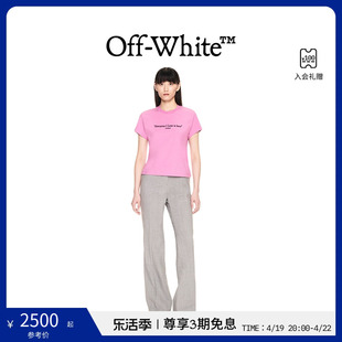 OFF-WHITE 女士芭比粉修身标语印花夏季短袖T恤