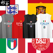 欧洲杯意大利丹麦西班牙三狮军团国家队足球迷服无袖，t恤衫男背心