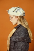 fortuney原创设计师品牌蓝色系小香风，编织羊毛贝雷帽画家帽帽子