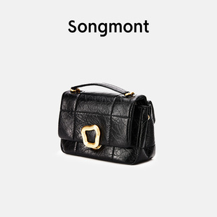 Songmont小号巧克力包系列设计师牛皮斜挎链条软手机包小方包
