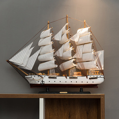 木制模型一帆风顺现代帆船简约办公室酒柜木创意装饰品工艺品
