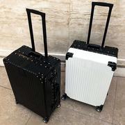 韩版行李箱女拉杆箱男学生旅行箱20寸皮箱子大容量密码箱皮框款