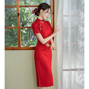 新中式旗袍改良年轻款少女红色2024高考送考女小个子礼服日常可穿
