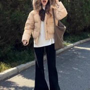 大毛领羽绒服女冬季高级感超好看小个子棉服，美式小众短款韩系外套
