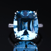 珠宫4a级超大颗海蓝宝戒指高奢进阶款经典海蓝宝系列