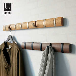 umbra创意挂钩ins实木玄关壁挂，衣架北欧墙面，装饰木质墙上衣帽钩
