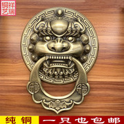 中式仿古兽头门环拉手纯铜把手狮子头虎头铜拉手大门装饰纯铜拉环