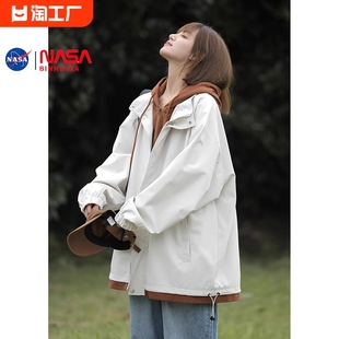NASA工装外套女春秋款夹克宽松高级感户外美式春季冲锋衣休闲风衣