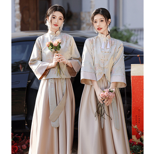 中式伴娘服女2024小众，婚礼姐妹团马面裙，礼服套装夏季平时可穿