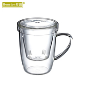 邦田g558玻璃水杯带盖过滤器，花茶茶具茶杯耐热玻璃杯带盖茶具茶壶