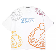 GENANX闪电潮牌卡通满印蝙蝠袖短袖T恤超宽松国潮嘻哈男女同款