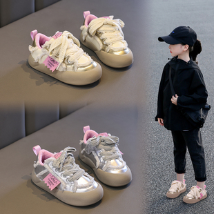 女童透气运动鞋儿童软底鞋子，春秋2024小女孩，防滑休闲低帮板鞋