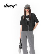 DNCY商场同款荷叶边短款西装小众设计感休闲宽松造型截短外套女