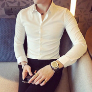 英伦府男士长袖衬衫，青年修身时尚寸衣韩版商务休闲正装发型师衬衫