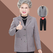 奶奶春装格子西服上衣，202360岁70中老年女装，春秋小西装外套女