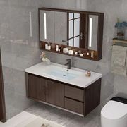 橡木简约现代智能浴室柜镜柜组合烤漆实木新中式卫生间洗漱台