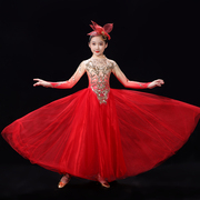 儿童古典演出服灯舞蹈一火中国六开场舞大摆裙里疆万合唱服装的女