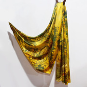 重磅真丝丝巾女 中国风艺术丝绸素绉缎面长披肩100桑蚕丝围巾