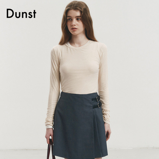 Dunst2024春季基本款长袖T恤女纯色修身打底衫百搭UDTS4A201