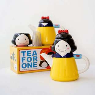 陶瓷泡茶壶创意日式小众可爱白雪公主杯自带茶漏套装多功能杯