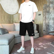 耐克短袖短裤运动套装男跑步服夏季男士T恤五分裤两件套