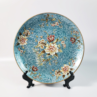 欧式轻奢彩绘坐盘陶瓷摆盘摆件创意客厅玄关家居装饰品工艺挂盘