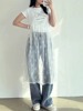 韩国chic夏季小众气质圆领后背镂空系带透视叠穿蕾丝背心连衣裙女