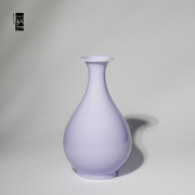 景德1004手工花瓶中式书房案头，瓶插花淡紫玉壶，春瓶高22cm一枝瓶