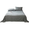 灰色床单加枕套一对大床单 特大号加宽纯棉麻2米x2.3简约北欧日系