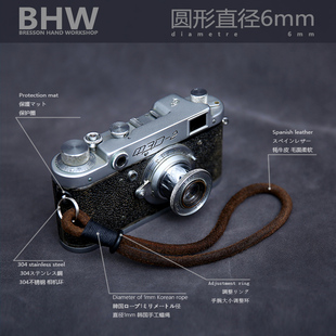 BHW圆形牦牛皮 相机手腕带真皮手绳挂绳单反摄影复古微单