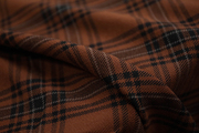 葡萄牙进口薄款复古棕褐黑格纹细腻斜纹精纺面料设计师西装布料