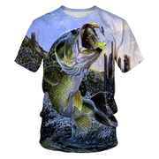 Ocean fish 3D digital print  T-shirt 海洋鱼3D数码印花男生T恤