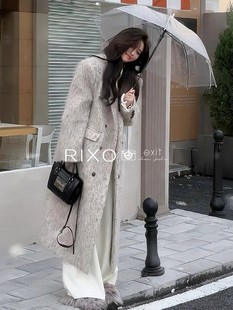 RIXO EXIT法式小香风灰色毛呢外套女高级感气质名媛加厚大衣